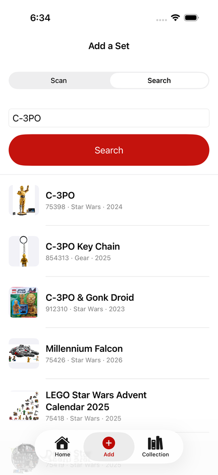 Brickanize search results for LEGO sets by name and set number